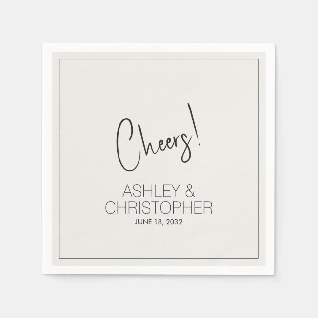 Modern Minimalist Off White Wedding Napkin (Front)