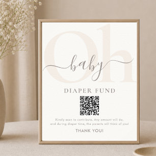 Modern Minimalist Oh Baby Shower Diaper Fund Sign