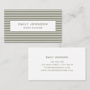 Modern Minimalist Olive Green Stripes Business Card