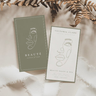 Modern Minimalist Olive Salon & Spa Business Card