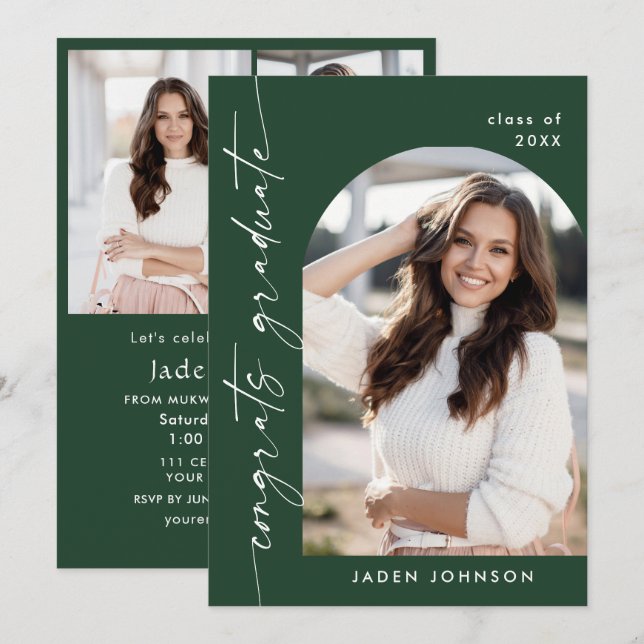 Modern Minimalist One 4 PHOTO Graduation Party Invitation (Front/Back)