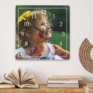 Modern Minimalist One Large Photo Personalised Square Wall Clock