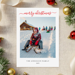 Modern Minimalist One Photo Christmas Holiday Card