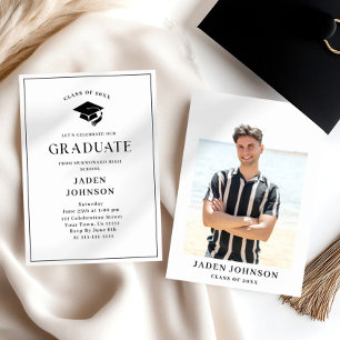 Modern Minimalist One PHOTO Graduation Party Invitation