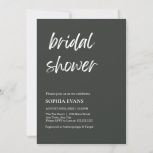 Modern Minimalist Onyx Black Bridal Shower Invitation