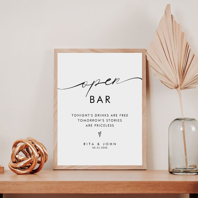 Modern Minimalist Open Bar Wedding Sign (Creator Uploaded)