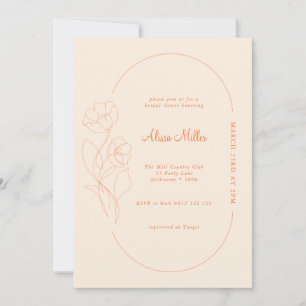 Modern Minimalist Orange Floral Bridal Shower Invitation