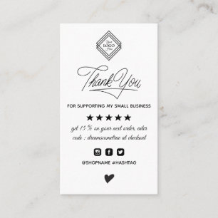 Modern minimalist order thank you  business card