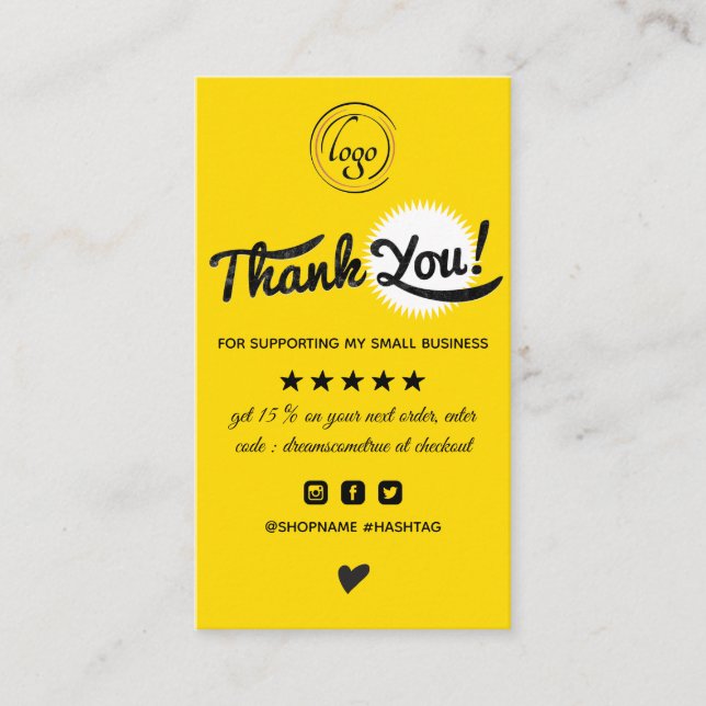 Modern minimalist order thank you  business card (Front)