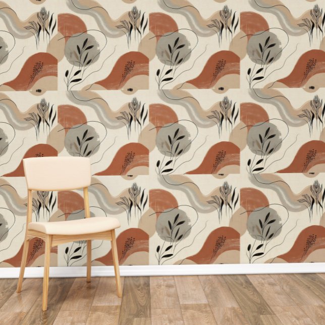 Modern Minimalist Organic Abstract Shapes Pattern Wallpaper (Creator Uploaded)