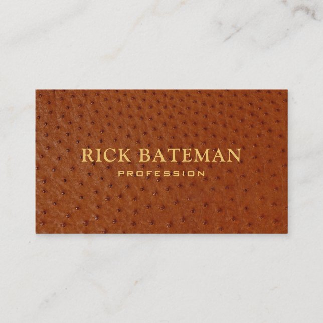 Modern Minimalist Ostrich Leather Business Card (Front)