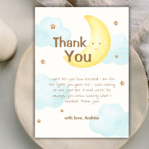 Modern Minimalist Over The Moon Baby Shower Thank You Card