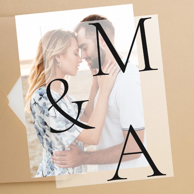 Modern Minimalist Overlay Wedding Vellum Invitations (Creator Uploaded)