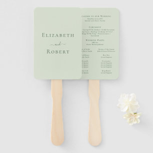 Modern Minimalist Pale Sage Green Wedding Program Hand Fan