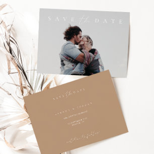 Modern Minimalist Pale Taupe Photo Save the Date