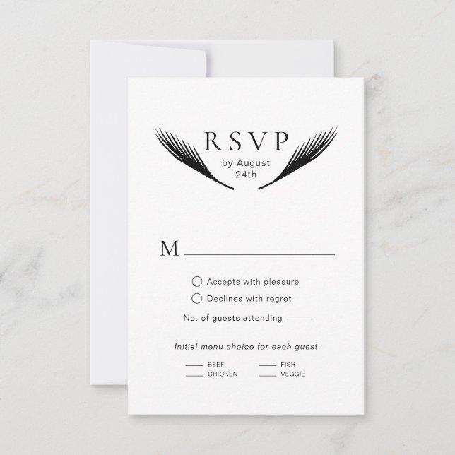 Modern Minimalist Palm Leaf Wedding RSVP Cards (Front)