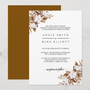 Modern Minimalist Pampas Grass Bouquet Wedding Invitation