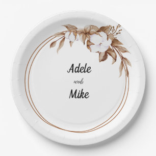 Modern Minimalist Pampas Grass Bouquet Wedding Paper Plate