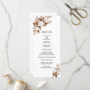 Modern Minimalist Pampas Grass Bouquet Wedding Programme