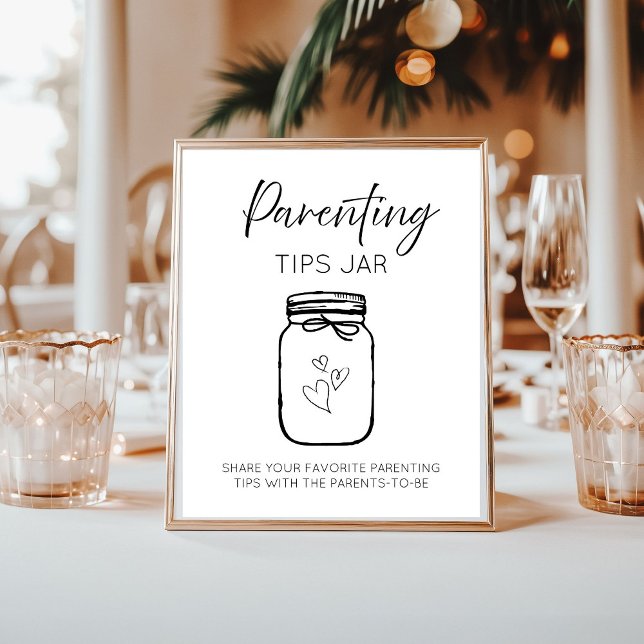 Modern minimalist Parenting tips Jar Baby Shower  Poster (Creator Uploaded)