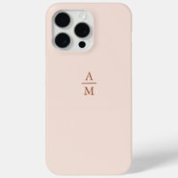 Modern Minimalist Pastel Pink and Copper Monogram
