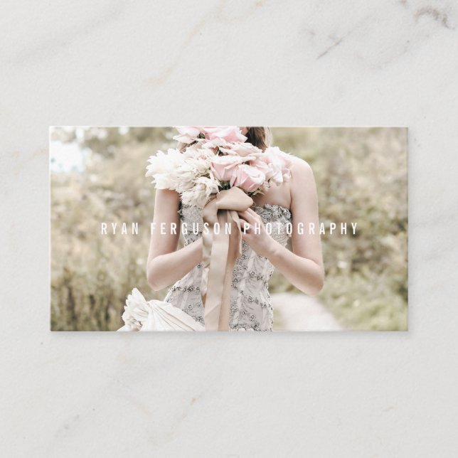 Modern minimalist pastel teal photography photo business card (Front)