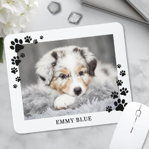 Modern Minimalist Paw Print Dog Pet Photo Mouse Pad