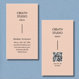 Modern Minimalist Peach Beige Black Business Card