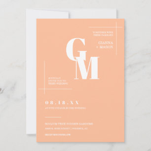Modern Minimalist Peach Boho Wedding QR Code Invitation