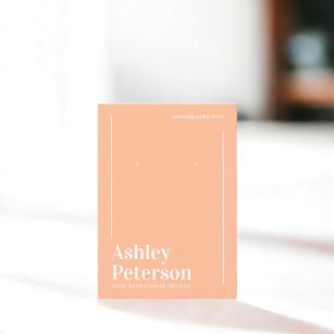 Modern minimalist peach font earring business card