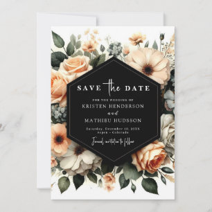 Modern Minimalist Peach Wedding Save The Date