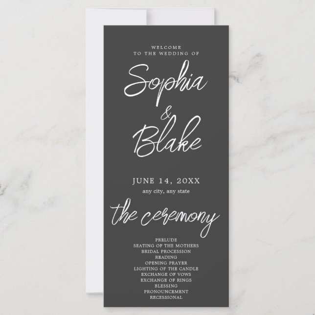 Modern Minimalist Pebble Grey Wedding Program (Front)