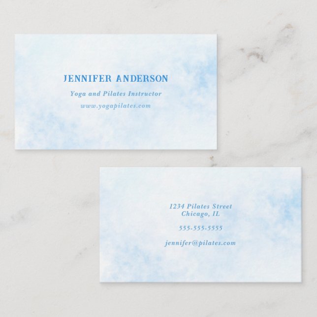 Modern Minimalist Personalised Blue Watercolor Business Card (Front/Back)