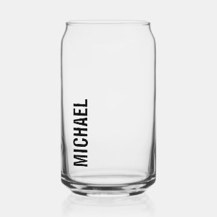 Modern Minimalist Personalised Name Can Glass