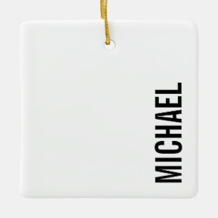 Modern Minimalist Personalised Name Ceramic Ornament