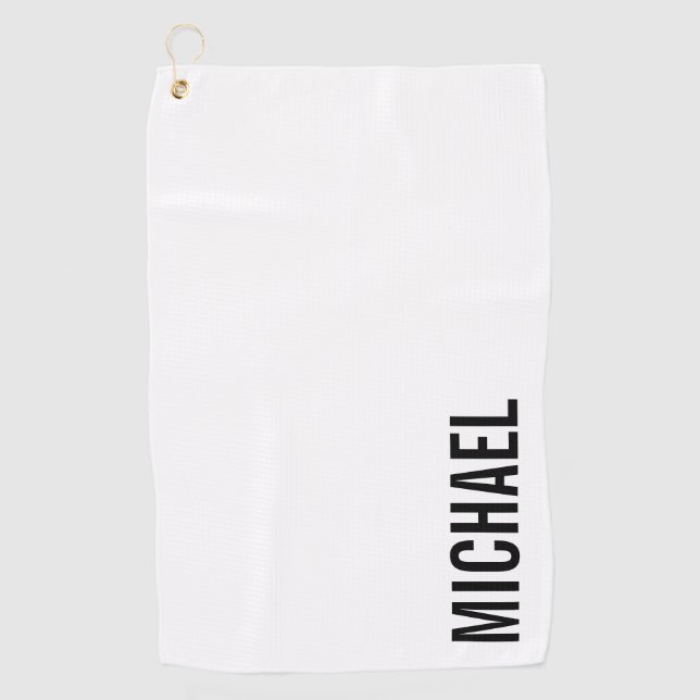 Modern Minimalist Personalised Name Golf Towel (Front)
