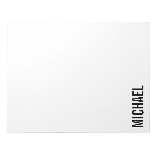 Modern Minimalist Personalised Name Notepad (Front)