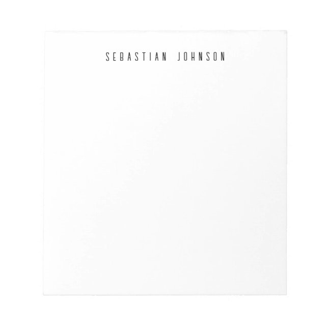 Modern Minimalist Personalised Name Stationery Notepad (Front)