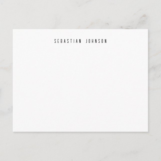 Modern Minimalist Personalised Name Stationery Postcard (Front)