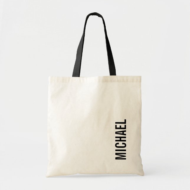 Modern Minimalist Personalised Name Tote Bag (Front)