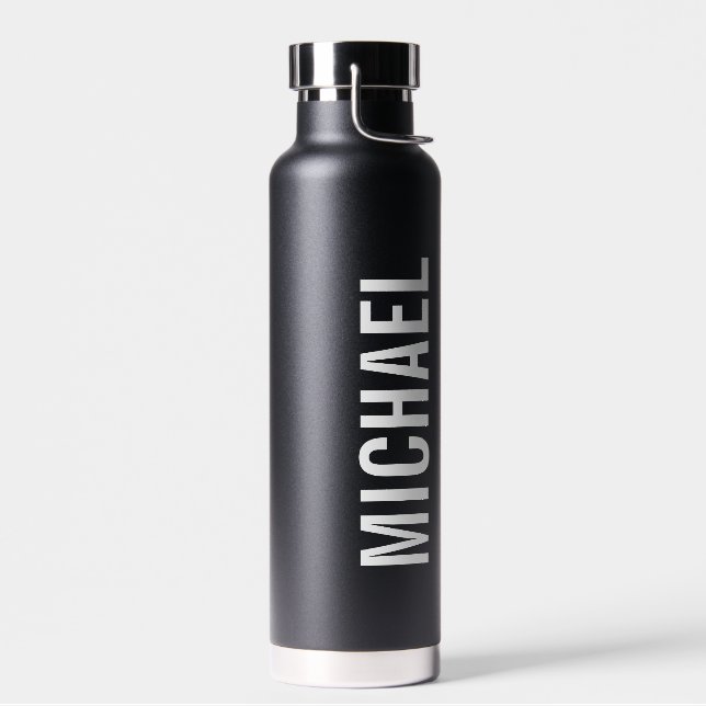 Modern Minimalist Personalised Name Water Bottle (Left)