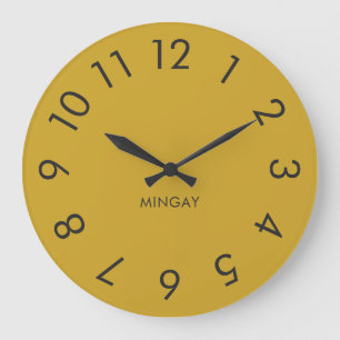 Modern Minimalist Personalised Solid Maize Yellow  Large Clock