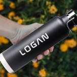 Modern Minimalist Personalised  Water Bottle<br><div class="desc">Modern personalised name or monogram water bottle.  White Text.</div>