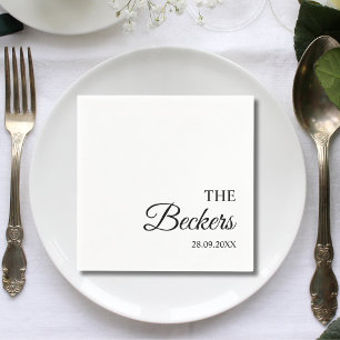 Modern Minimalist Personalised Wedding Napkin