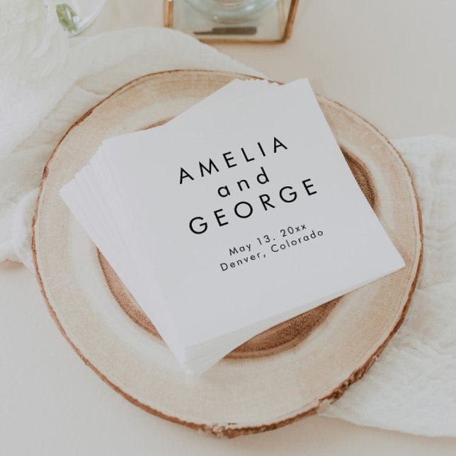 Modern Minimalist Personalised Wedding  Napkin (Creator Uploaded)