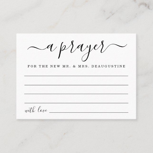 Modern Minimalist Personalised Wedding Prayer Card (Front)