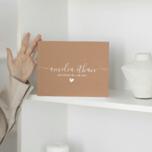 Modern Minimalist Personalised weddings brown  Guest Book