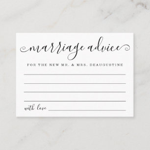 Modern Minimalist Personalize Marriage Advice Card