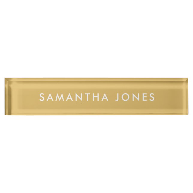 modern minimalist Personalized Gold metallic Nameplate (Front)