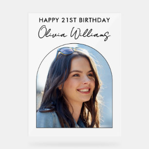 Modern Minimalist Photo 21st Birthday Sign
